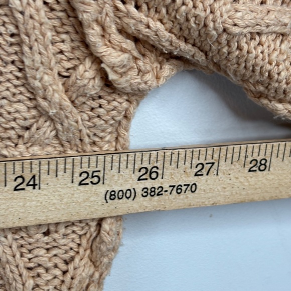 Free People Sweater L Isla Cable Knit Tunic Oversized Slouchy Boho Fisherman Tan - Picture 11 of 13